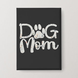 Badge Maman Chien Impression de Patte Florale Design Mig