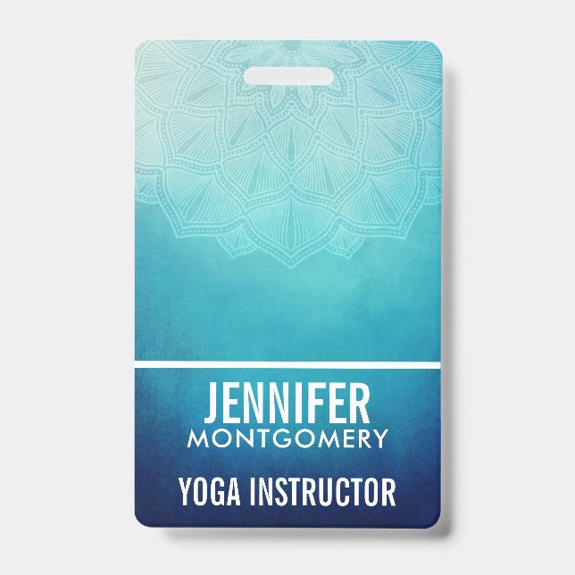 Badge Mandala Abstrait Bleu Joli (Avant)