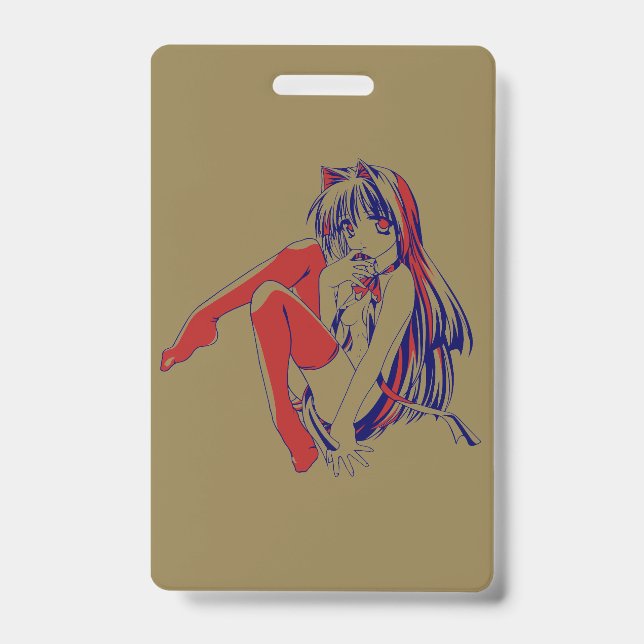 Badge Manga américain Neko Chatte aux oreilles de chat K (Avant)