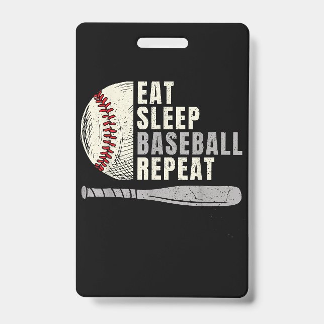 Badge Manger Dormir Baseball Répéter Drôle Joueur de Bas (Avant)