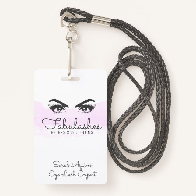 Badge Maquillage Artiste Lashes Yeux Extensions Broches (Devant avec lanière)