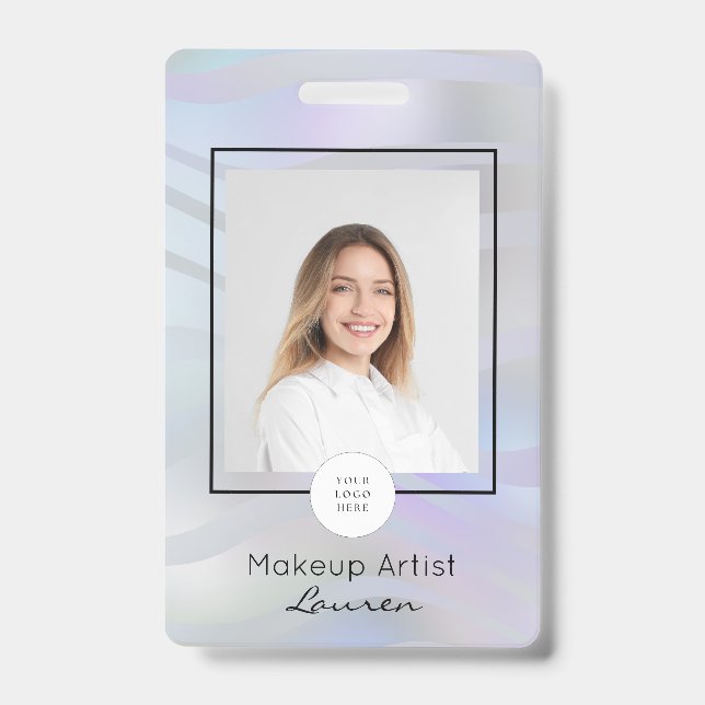 Badge Maquillage de photo de script holographique modern (Avant)