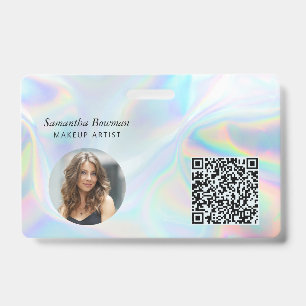 Badge Maquillage moderne QR Code Artiste Employé Hologra