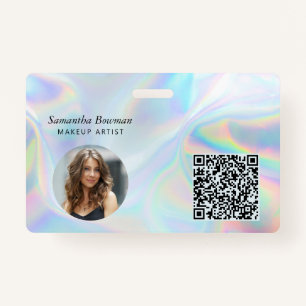 Badge Maquillage moderne QR Code Artiste Employé Hologra