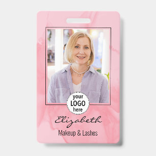 Badge Maquillage photo aquarelle rose corail rougissant