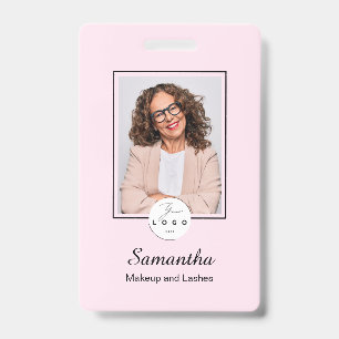 Badge Maquillage photo de logo de script noir rose rouge