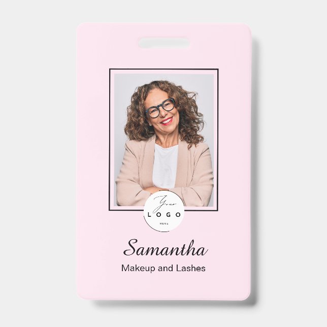 Badge Maquillage photo de logo de script noir rose rouge (Avant)