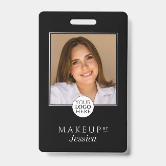Badge Maquillage Photo Noir Blanc Typographie Élégante