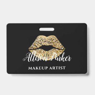 Badge Maquilleuse Black Gold Kiss Lips