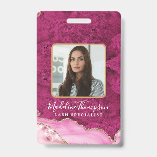 Badge Marbre Agate Or Rose ID de l'entreprise commercial