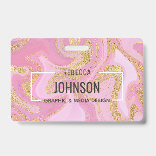 Badge Marbre d'or rose moderne - Insigne