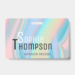 Badge Marbre Liquide Holographique Moderne