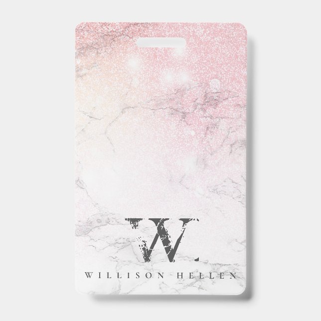 Badge Marbre Pailleté Luxe monogramme (Avant)