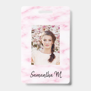 Badge marbre rose blush nom de photo minimaliste