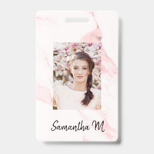 Badge Marbre rose blush nom de photo minimaliste