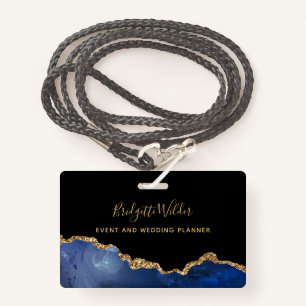Badge Marine Blue Black Gold Foil Agate Event Planner Ba