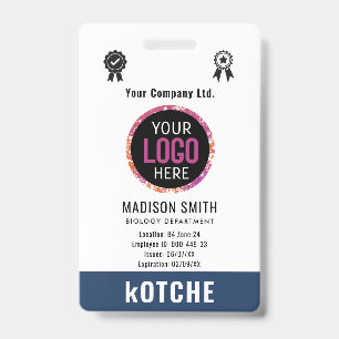 Badge Marine Blue Nom de l'employé Logo commercial kotch