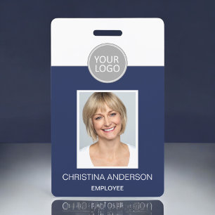 Badge Marine Blue Nom de l'employé Logo Photo Travail d'