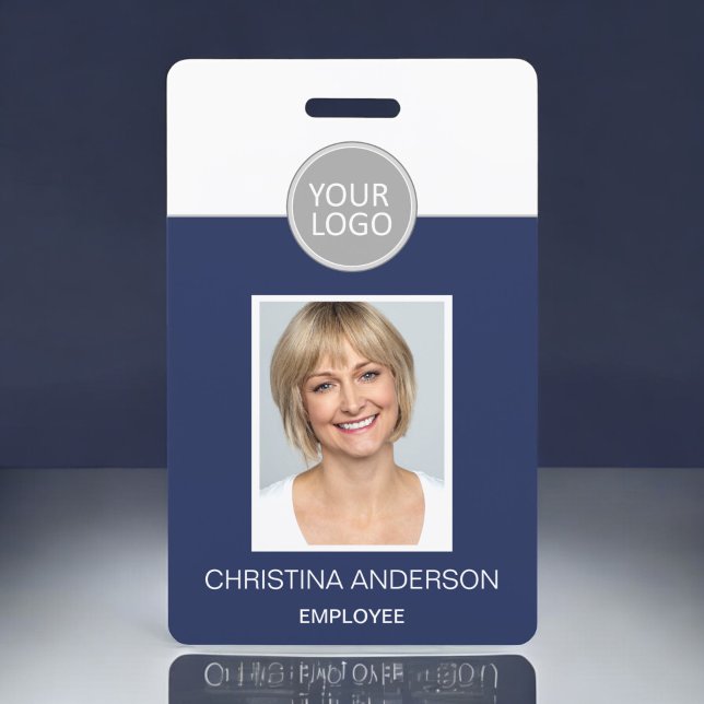 Badge Marine Blue Nom de l'employé Logo Photo Travail d' (Créateur téléchargé)