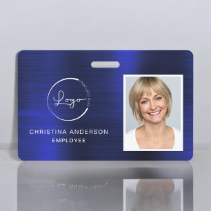 Badge Marine Blue Nom de l'employé Logo Photo Travail d'