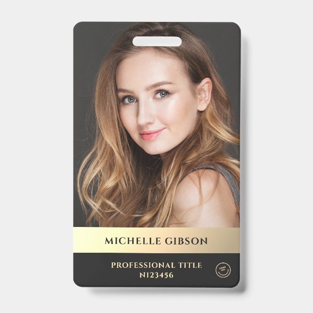 Badge Marketing professionnel moderne Elégant Black Gold (Avant)