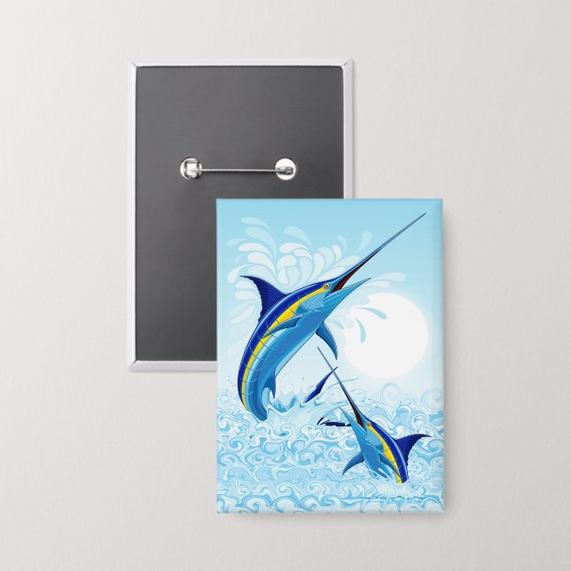 Badge Marlin Bleu Jaillissant de l'Océan (Recto/Verso)