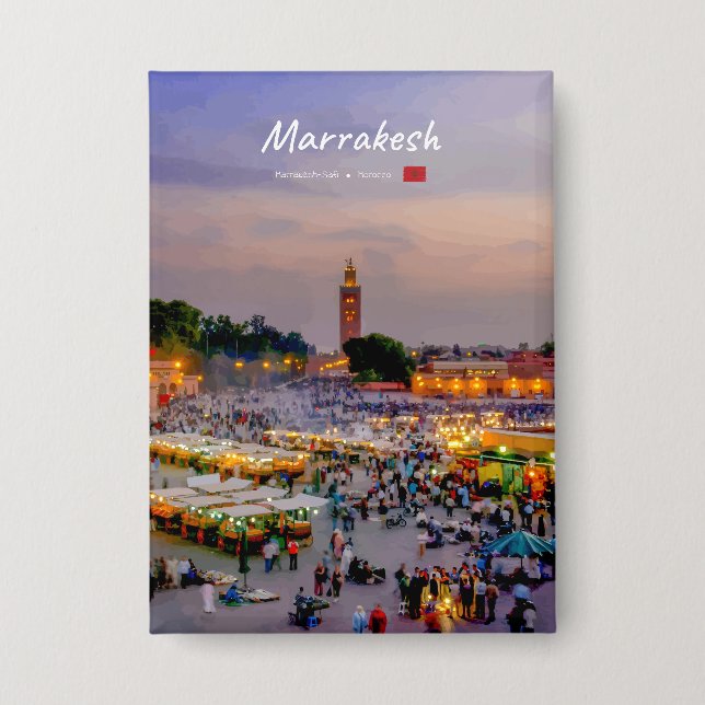 Badge Marrakech, Maroc - Place Jemaa el Fnaa (Recto)