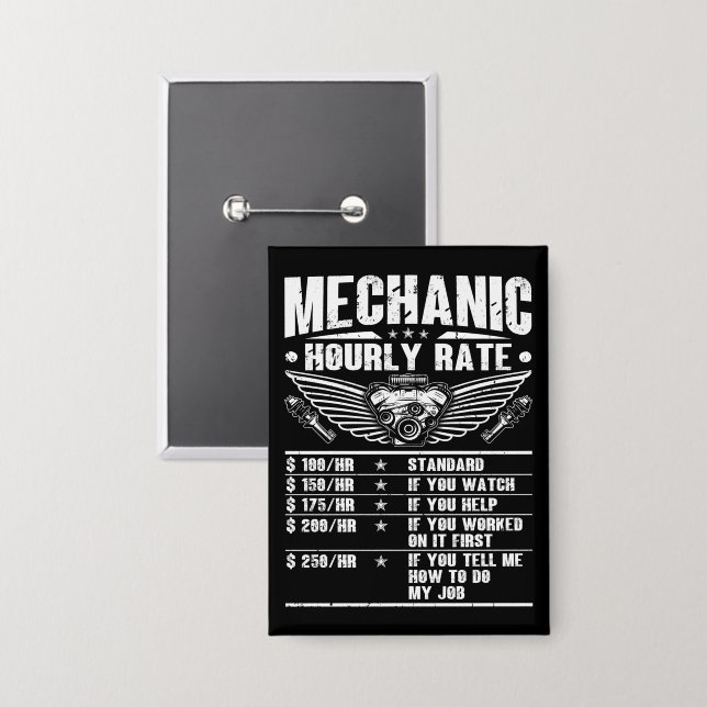 Badge Marrant mécanicien taux horaire Auto voiture mécan (Recto/Verso)