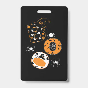 Badge Masque Boo Araignée Sorcière Motif Citrouille
