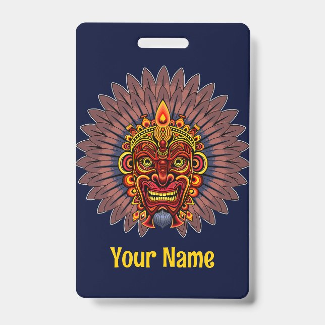 Badge Masque rituel de roi guerrier tribal (Avant)