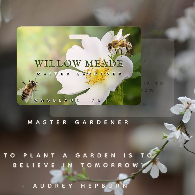 Badge Master Gardener ID avec Fleur et Abeilles (Créateur téléchargé)