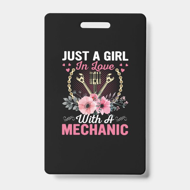 Badge Mécanique Juste Une Fille Amoureuse Avec Un Mécani (Avant)