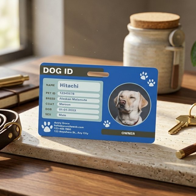 Badge Médaille d'identification personnalisée pour chien (Modern Customizable Dog ID Tag with Photo Badge)