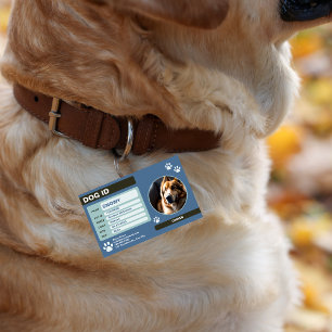 Badge Médaille d'identification pour chien moderne bleu-