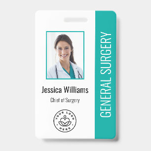 Badge Médecin MD Hôpital Employé Médical Photo ID Turquo