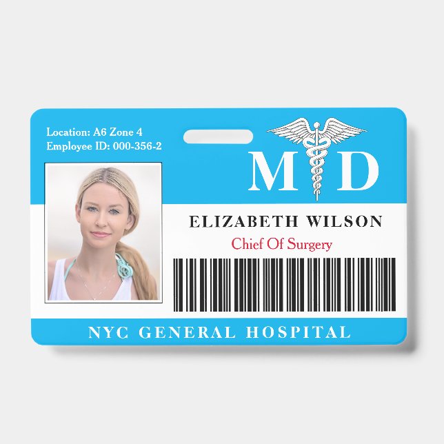 Badge Médecin MD | ID photo de l'employé médical de l'hô (Avant)