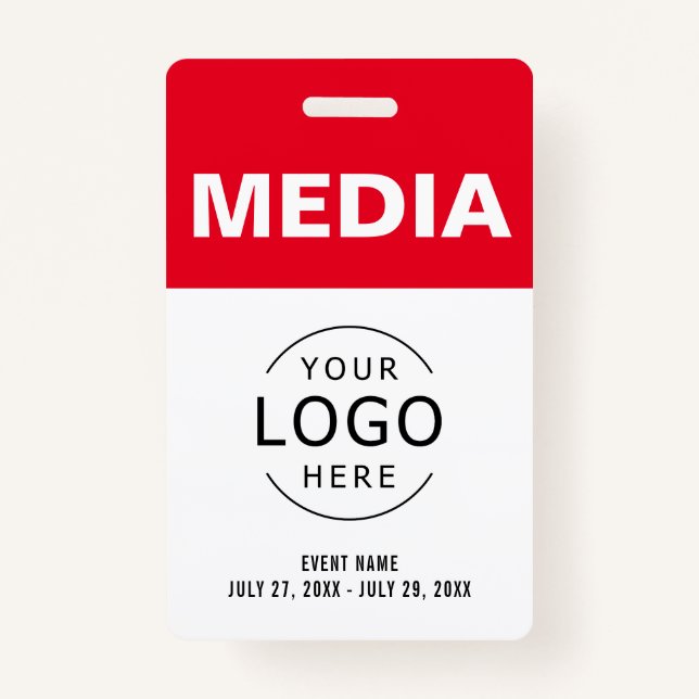 Badge Media All Access Passe votre propre ID d'événement (Devant)