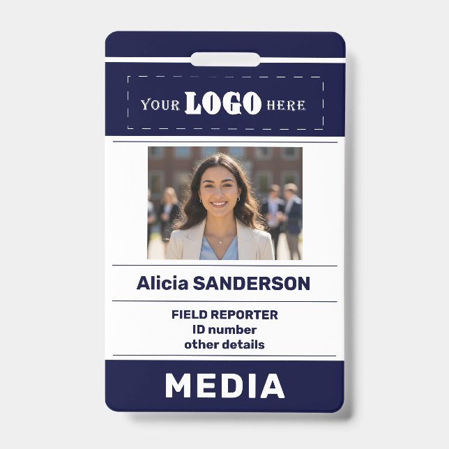 Badge Médias modernes carte d'identité avec logo personn (Avant)