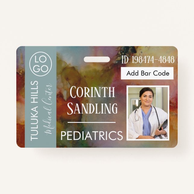 Badge Medica Photo ID Floral Abstrait (Devant)