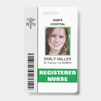 Badge Médicale RN employé caduceus green modèle photo