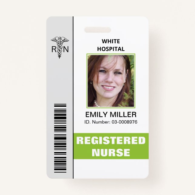 Badge Médicale RN employé caduceus lime modèle photo (Devant)