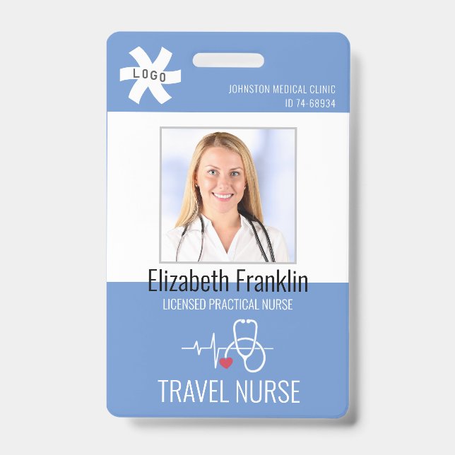 Badge Médicale Stethoscope Blue TRAVEL INFIRMIER (Avant)