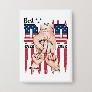 Badge Meilleur Papa Jamais - Fist Bump USA Drapeau - 2 E