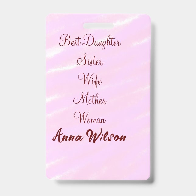 Badge Meilleure femme maman épouse fille ajouter nom tex (Avant)