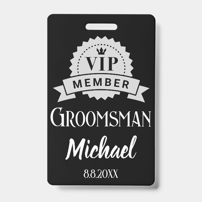 Badge membre VIP garçon d'honneur mariage personnalisé n (Avant)
