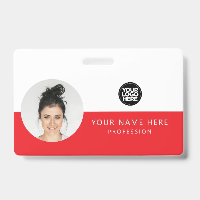 Badge Même avant et arrière | Photo de l'employé, Logo,  (Avant)