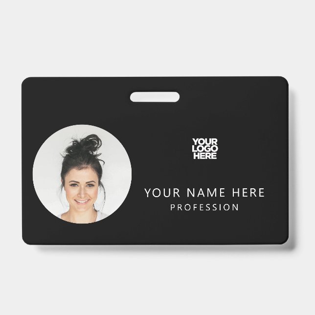 Badge Même avant et arrière | Photo de l'employé, logo,  (Avant)