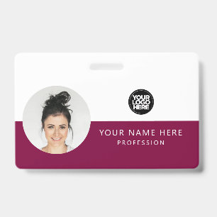 Badge Même avant et arrière Photo de l'employé, logo,