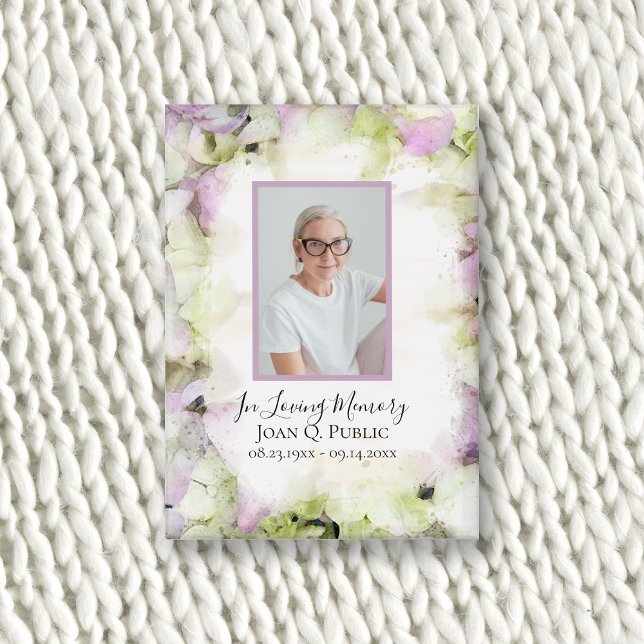 Badge Mémorial funéraire d'aquarelle d'Hydrangea presque (Créateur téléchargé)