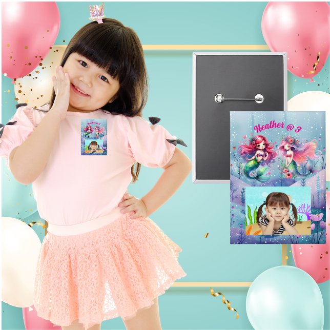 Badge Mermaids Under the Sea Photo Party Anniversaire de (Créateur téléchargé)